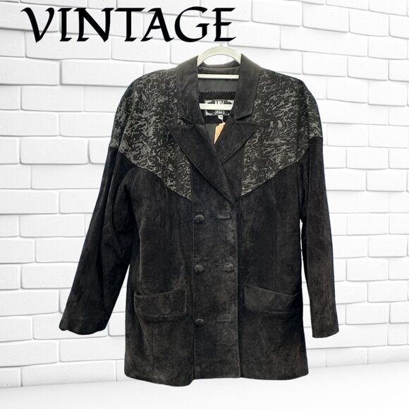 🧥 Vintage Black Suede Jacket from the 80s/90s 🧥 - Picture 1 of 5